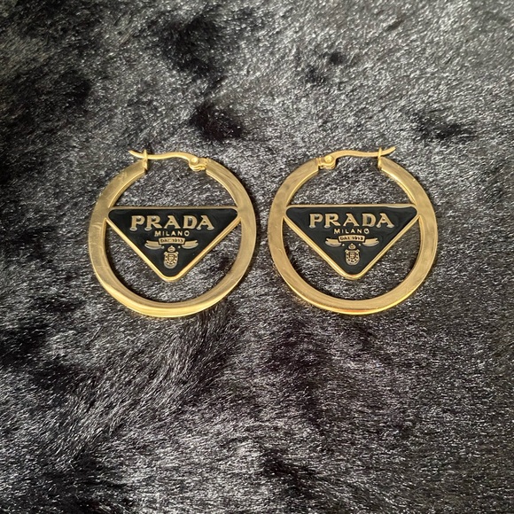 18K Gold & Black Luxury Hoop Earrings